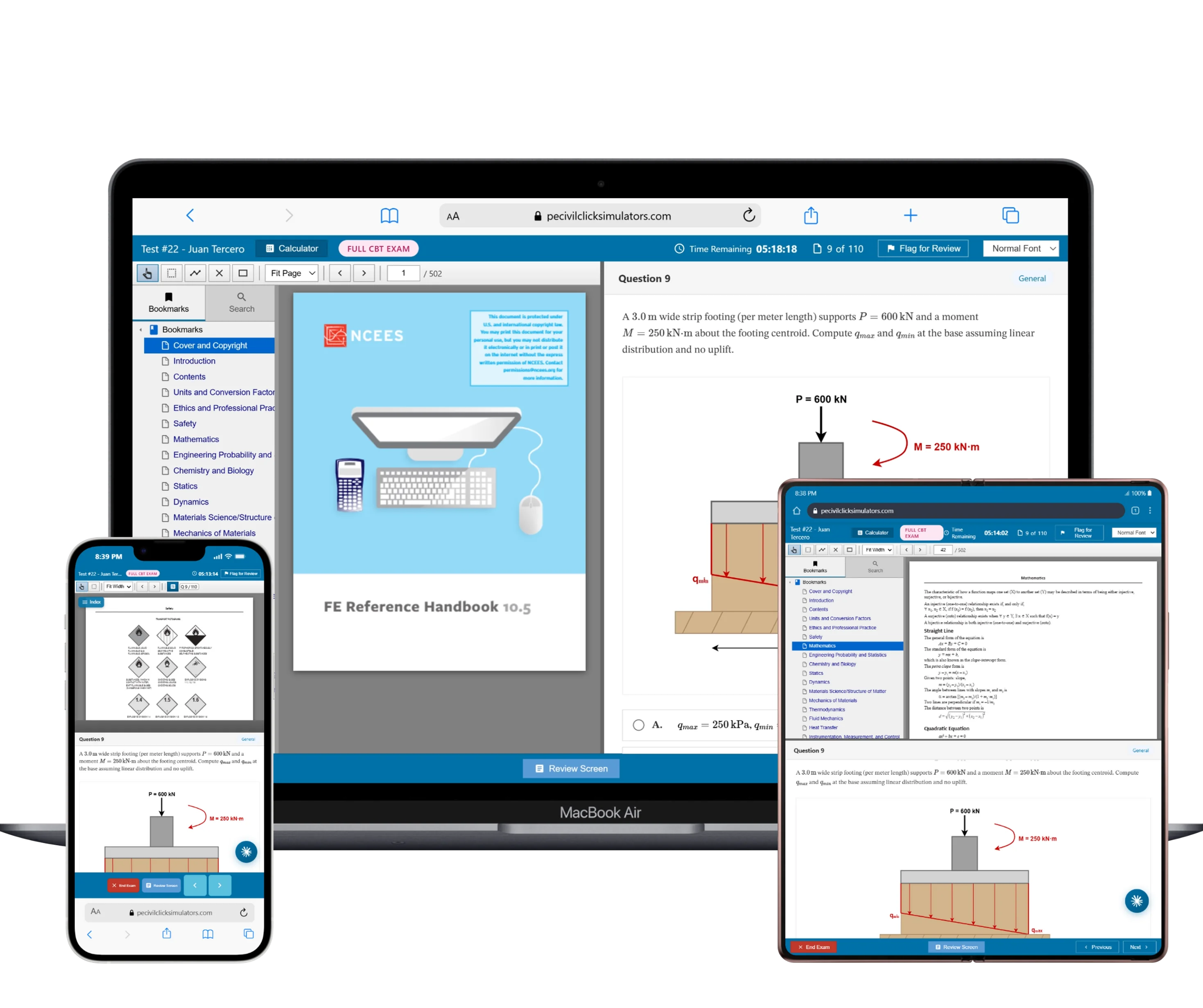 FE Civil Exam Simulator Interface